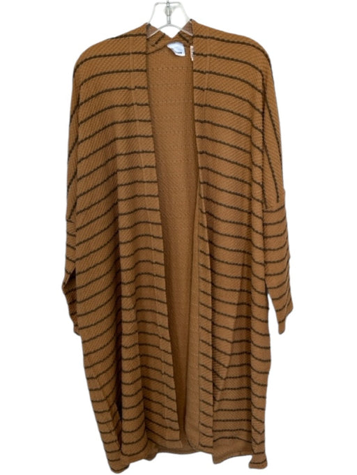 Rita Row Size S Brown & Tan Cotton Blend Long Sleeve Striped Open Front Sweater Brown & Tan / S