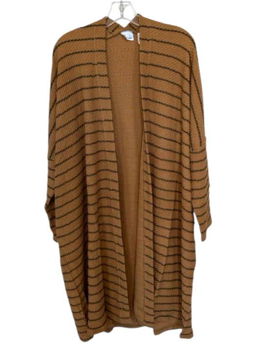 Rita Row Size S Brown & Tan Cotton Blend Long Sleeve Striped Open Front Sweater Brown & Tan / S