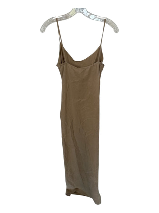 Atoir Size 4 Tan Spaghetti Strap Gathered Front High Slit Maxi Dress Tan / 4