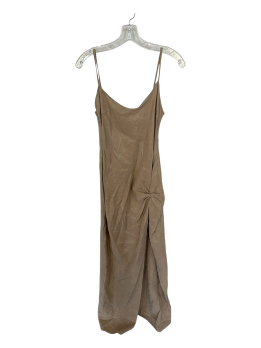 Atoir Size 4 Tan Spaghetti Strap Gathered Front High Slit Maxi Dress Tan / 4