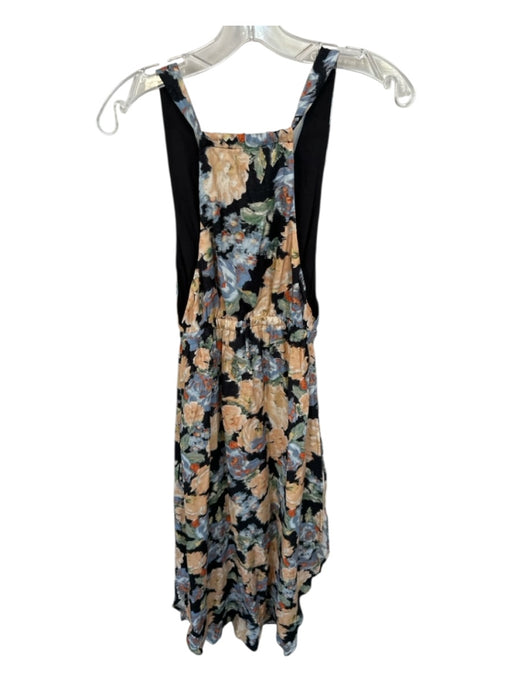 Atoir Size 2 Peach & Black Sleeveless Floral Drawstring High Slit Dress Peach & Black / 2