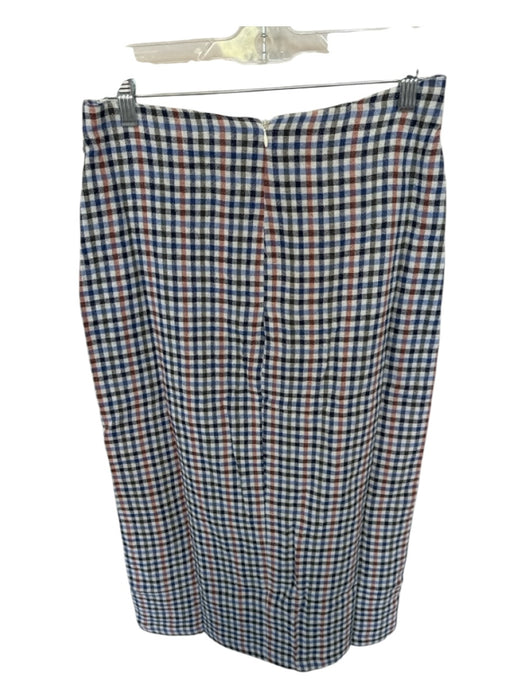 Rita Row Size M Navy & Orange Cotton High Waist Checkered Buttons Midi Skirt Navy & Orange / M