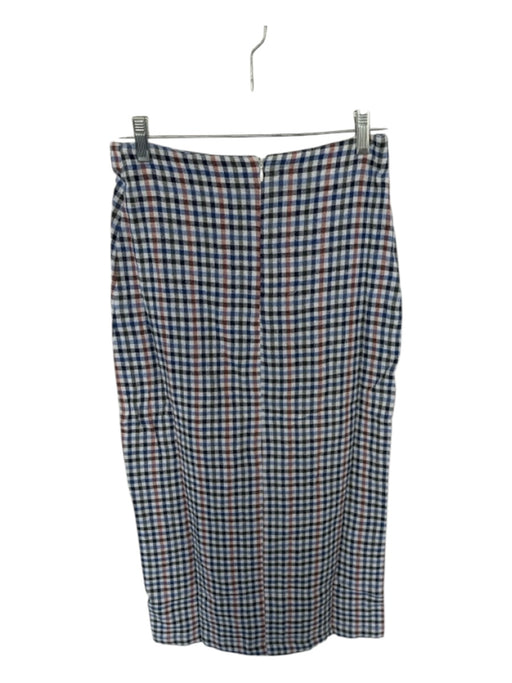 Rita Row Size S Navy & Orange Cotton High Waist Checkered Buttons Midi Skirt Navy & Orange / S
