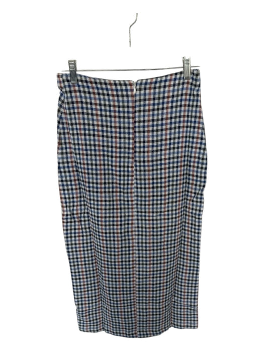 Rita Row Size S Navy & Orange Cotton High Waist Checkered Buttons Midi Skirt Navy & Orange / S