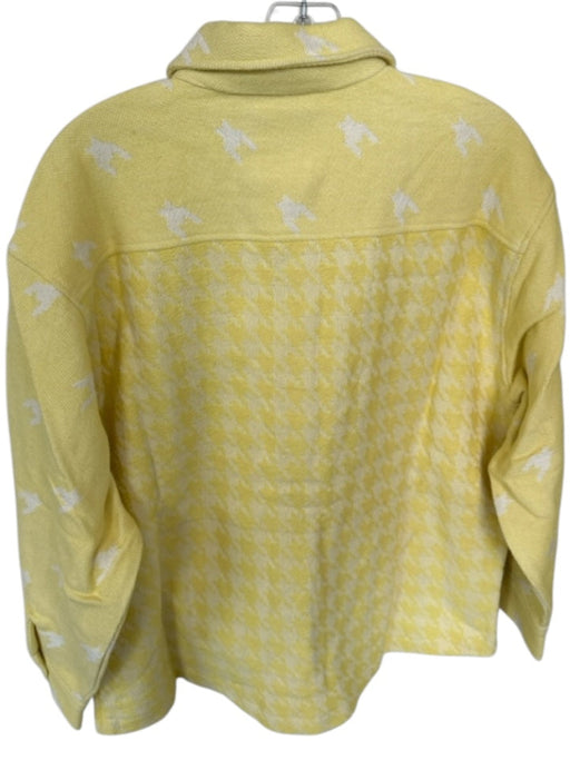 Summery Size S Yellow & White Cotton jaquard Front Pockets Shacket Jacket Yellow & White / S