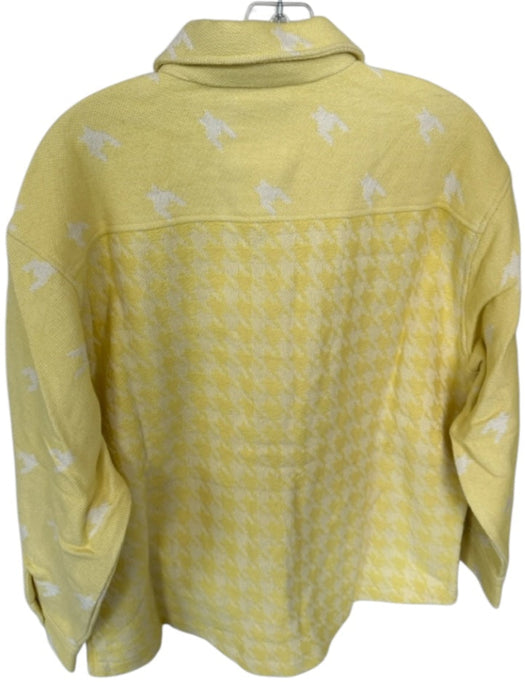 Summery Size S Yellow & White Cotton jaquard Front Pockets Shacket Jacket Yellow & White / S