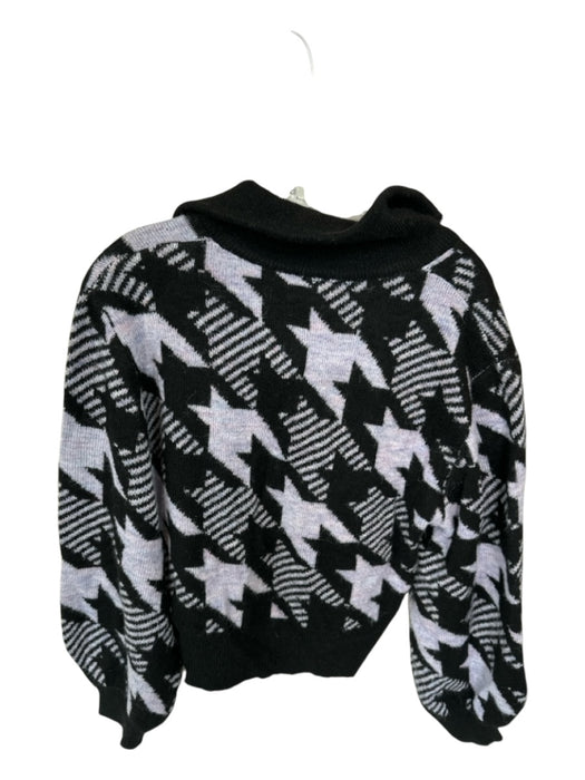 Summery Size S Purple & Black Wool Blend Knit Houndstooth Half Zip Sweater Purple & Black / S