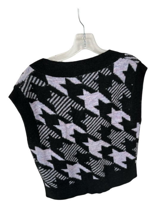 Summery Size S Purple & Black Wool Blend Sleeveless Houndstooth Knit Sweater Purple & Black / S