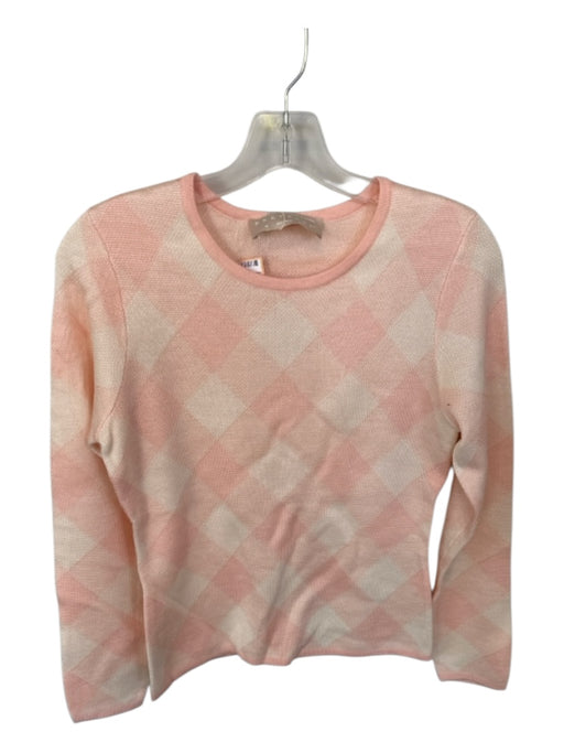 Keepsake Size M Peach Acrylic Blend Long Sleeve Checkered Knit Sweater Peach / M