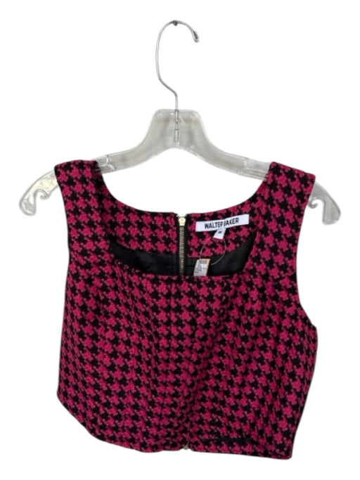 Walter Baker Size M Pink & Black Polyester Sleeveless tweed Back Zip Top Pink & Black / M