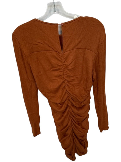 Walter Baker Size M Rust Rayon Blend Long Sleeve Gathered Side Cut Out Dress Rust / M