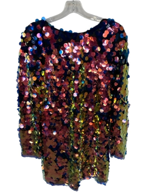 Motel Size L Black & Multi Sequin Long Sleeve Iridescent Low Back Dress Black & Multi / L