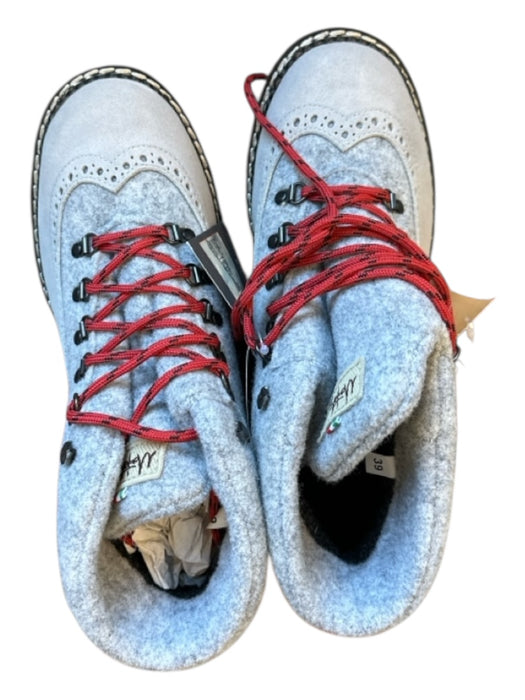 Montelliana Shoe Size 39 Gray & Red Felt & Leather Lace Up Hiking Boots Gray & Red / 39