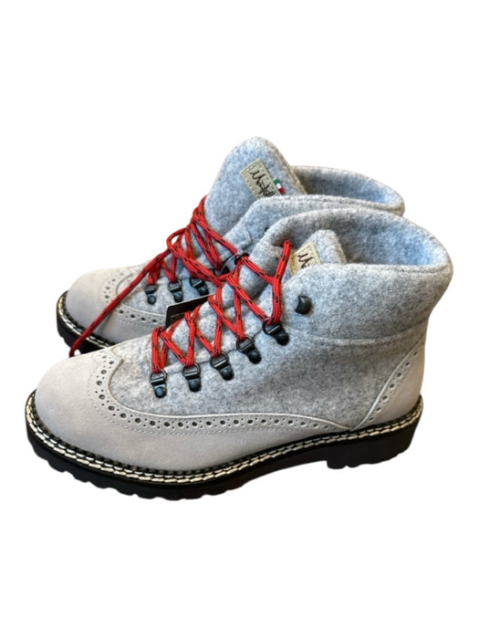 Montelliana Shoe Size 39 Gray & Red Felt & Leather Lace Up Hiking Boots Gray & Red / 39