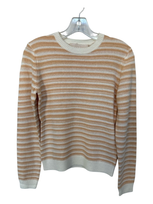 Keepsake Size M Cream & Orange Viscose Blend Long Sleeve Striped Knit Sweater Cream & Orange / M