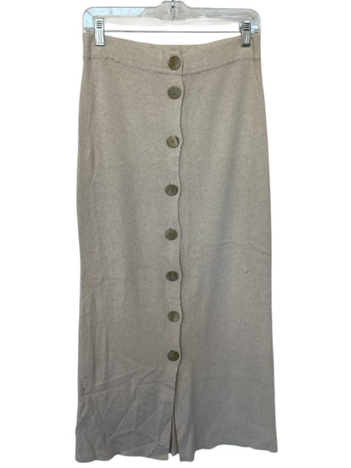 Rita Row Size Est M Beige Cotton Blend Ribbed Buttons Midi Skirt Beige / Est M