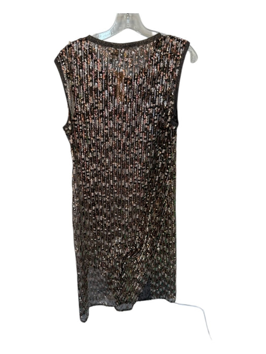 Corey lynn calter Size 1X bronze & green Sequin Sleeve Cut Outs Semi Sheer Dress bronze & green / 1X