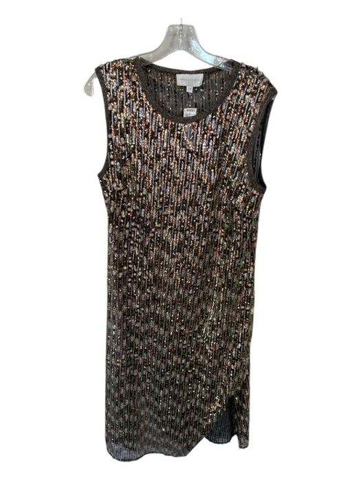 Corey lynn calter Size 1X bronze & green Sequin Sleeve Cut Outs Semi Sheer Dress bronze & green / 1X
