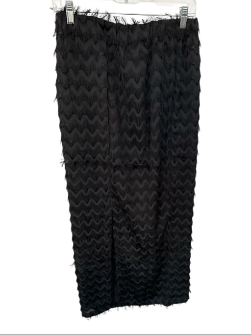 Blanca Size S/M Black Polyester Elastic Waist Fringe Semi Sheer Maxi Skirt Black / S/M