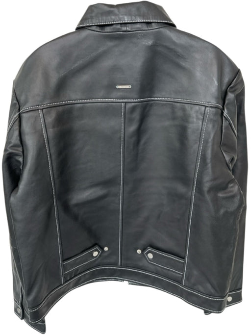 Deadwood NWT Size 42 Black & White Leather Stitching Full Zip Men's Jacket Black & White / 42