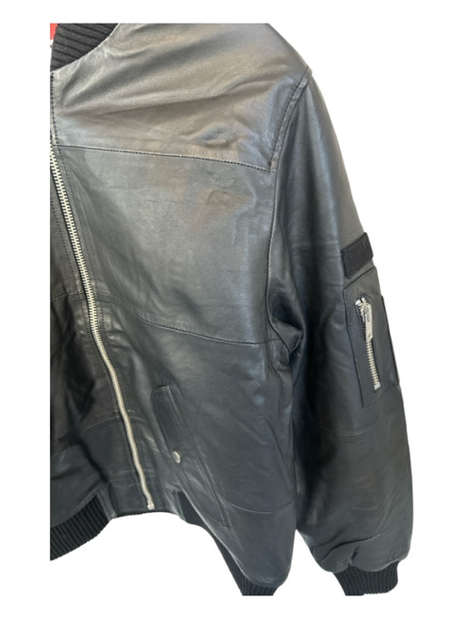 Deadwood NWT Size M Black Leather full zip Bomber Men's Jacket Black / M