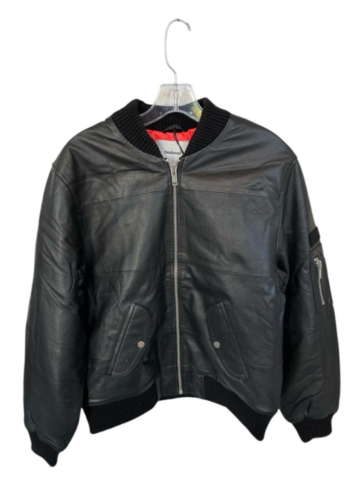 Deadwood NWT Size M Black Leather full zip Bomber Men's Jacket Black / M