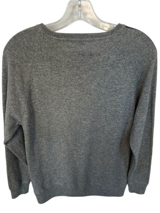 Autumn Cashmere Size XS Gray & Black Cashmere Leather Accent Long Sleeve Sweater Gray & Black / XS