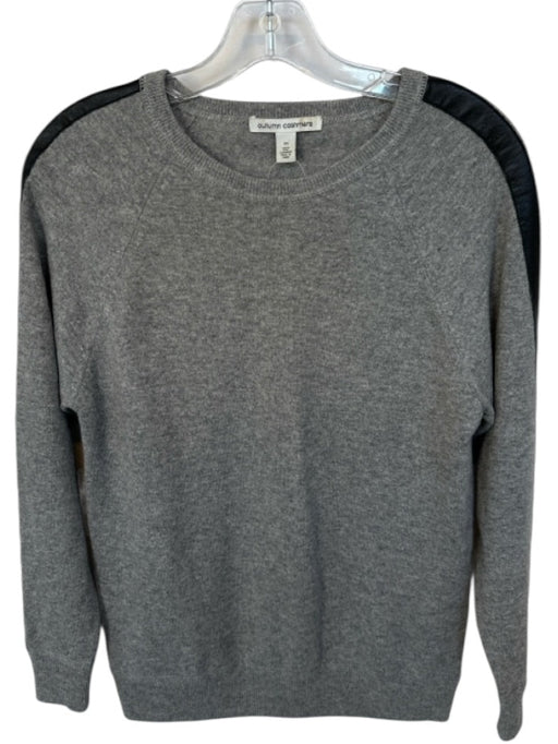 Autumn Cashmere Size XS Gray & Black Cashmere Leather Accent Long Sleeve Sweater Gray & Black / XS