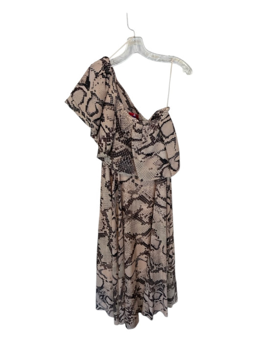 Solace London Size 8 Tan & brown Polyester One Shoulder Snake Print Gown Tan & brown / 8