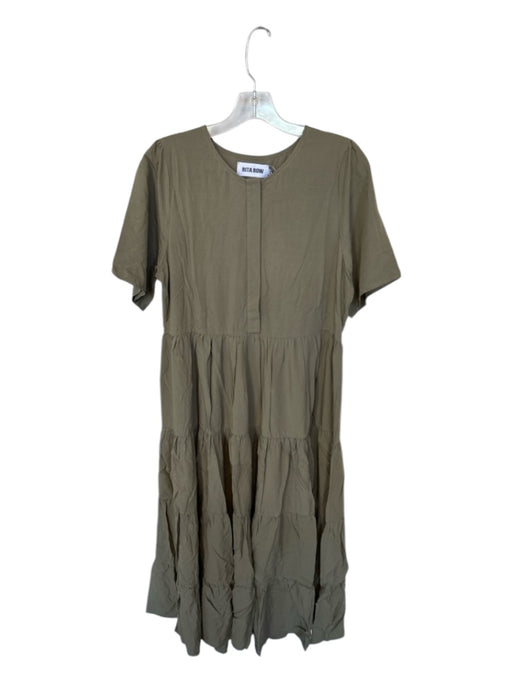 Rita Row Size M Army Green Short Sleeve Buttons Maxi Dress Army Green / M