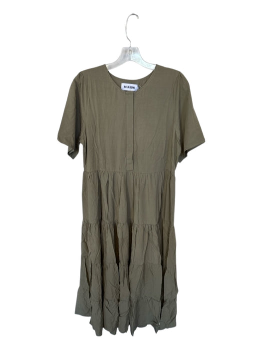 Rita Row Size M Army Green Short Sleeve Buttons Maxi Dress Army Green / M