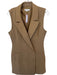 Good American Size 2/M Tan Polyester Sleeveless Collar Double Breasted Dress Tan / 2/M