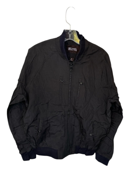 Michael Michael Kors Size M Black Polyester Blend Pockets Full Zip Bomber Jacket Black / M