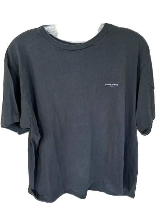 Dolce & Gabbana Basic Size XL Gray Cotton Logo Short Sleeve Top Gray / XL