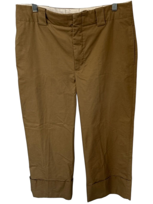 Zara Size L Brown Cotton High Waist Wide Leg Cuffed Pants Brown / L