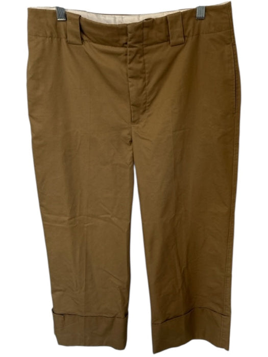 Zara Size L Brown Cotton High Waist Wide Leg Cuffed Pants Brown / L