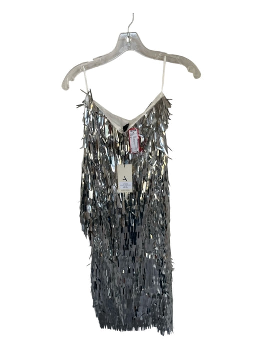 Atoir Size 4 Silver & White Sequin Side Zip High SLit Midi Skirt Silver & White / 4