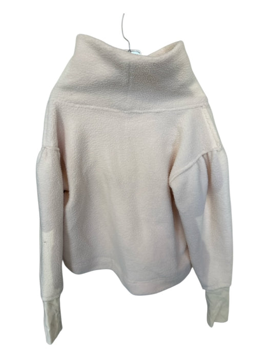 Free People Size L Cream Cotton Blend Long Sleeve Collar Half Zip Jacket Cream / L