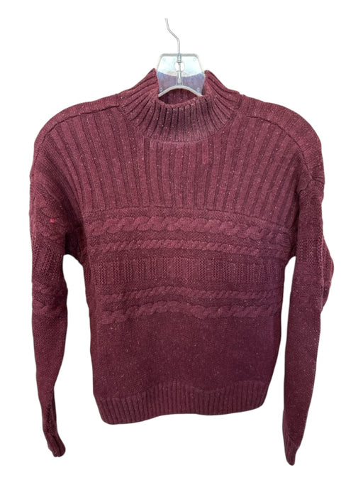 Prana Size XS Maroon Cotton Blend Mock Neck Speckled Long Sleeve Knit Sweater Maroon / XS