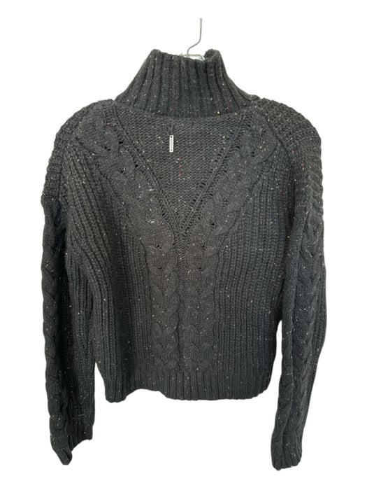 Prana Size XS Black & Multi Wool Blend Mock Neck Speckled Knit Sweater Black & Multi / XS