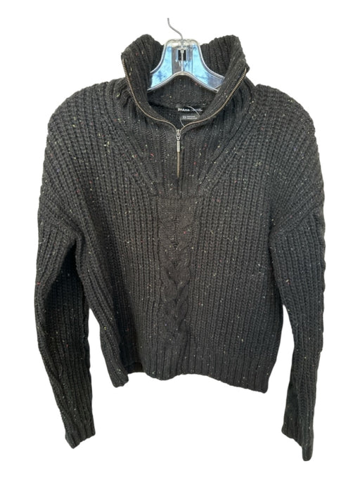 Prana Size XS Black & Multi Wool Blend Mock Neck Speckled Knit Sweater Black & Multi / XS