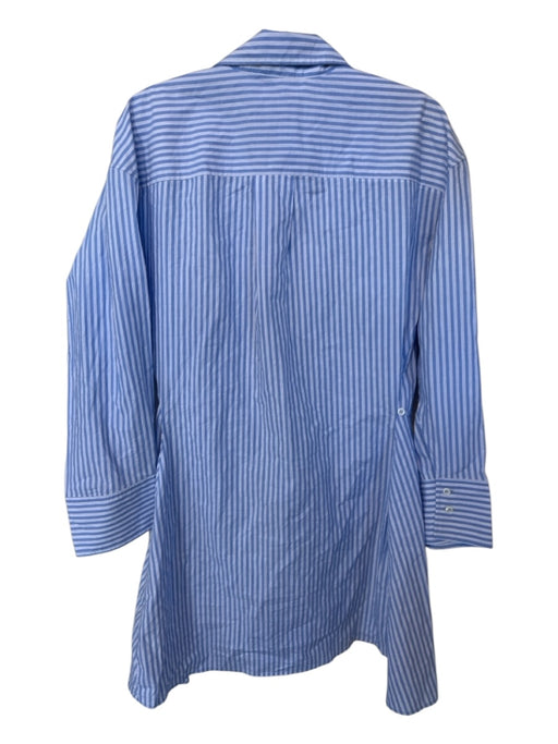 MNG Size M Blue & White Cotton Long Sleeve Striped Buttons Collar Dress Blue & White / M