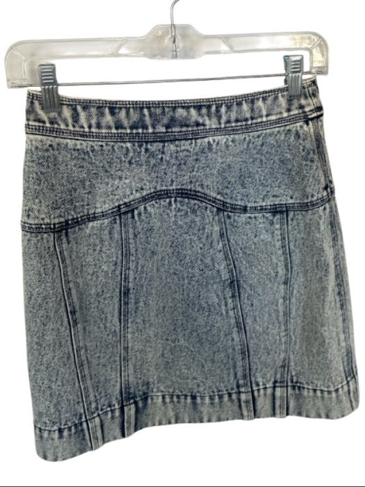 Acler Size Est XS Blue Cotton Blend Acid Wash Snap buttons Mini Denim Skirt Blue / Est XS