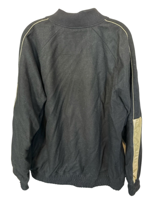 True Religion Size 2XL Black & Tan Wool Blend Striped Bomber Men's Jacket Black & Tan / 2XL