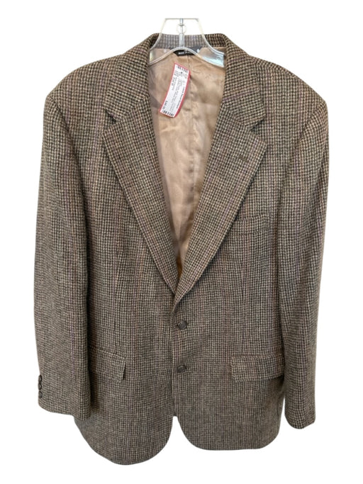 Polo University Size Est M Tan & Purple Wool Tweed 2 Button Lined Men's Jacket Tan & Purple / Est M