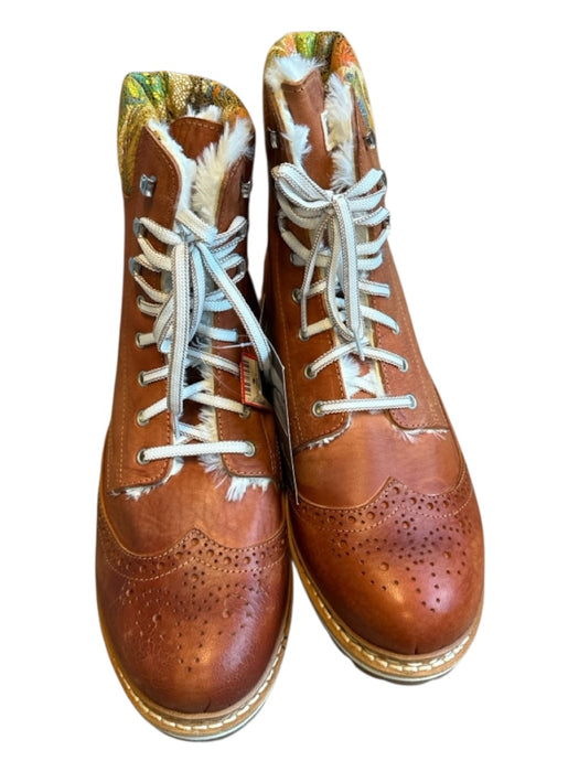 Montelliana Shoe Size 11 NWT Tobacco Leather Wingtip Fur Lined Lace Up Boots Tobacco / 11