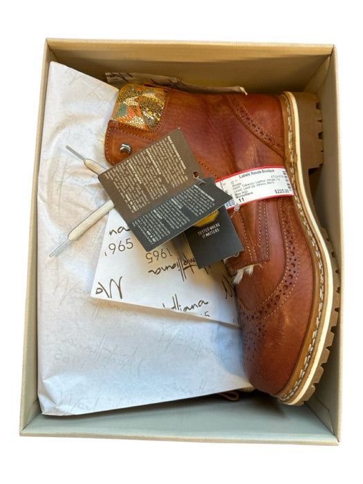 Montelliana Shoe Size 11 NWT Tobacco Leather Wingtip Fur Lined Lace Up Boots Tobacco / 11
