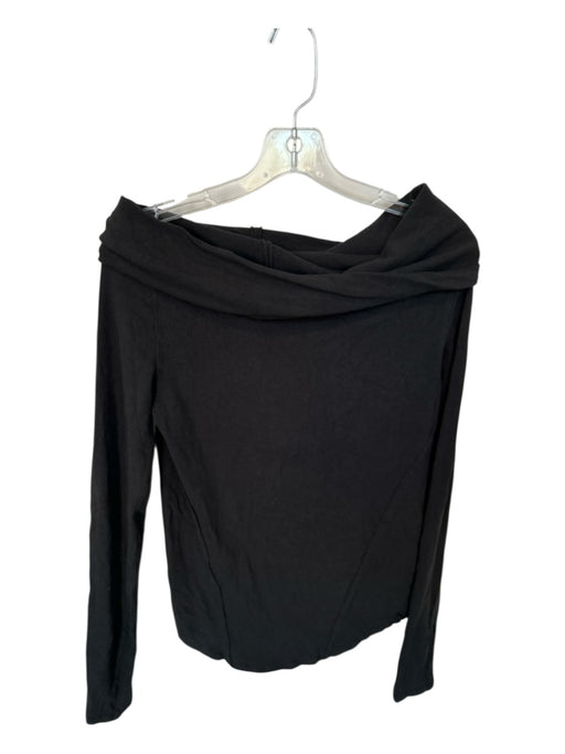 Free People Size L Black Cotton Cowl Neck Long Sleeve Top Black / L