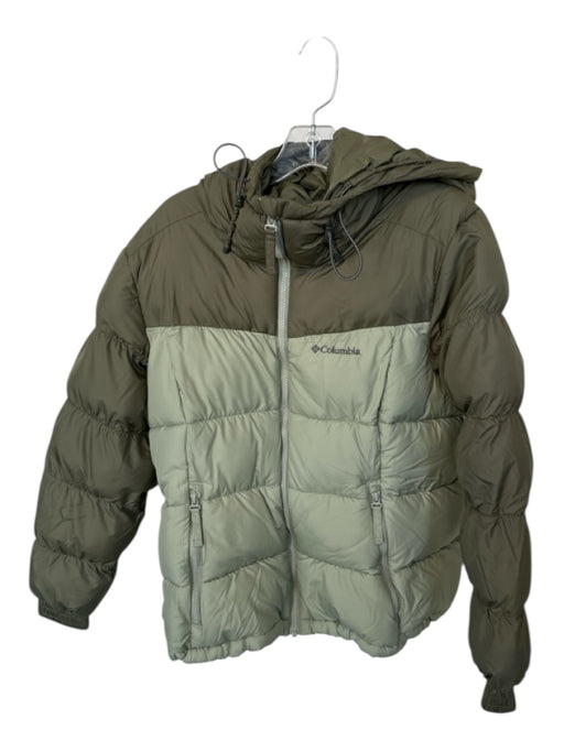 Columbia Size M Green Polyester Hood Puffer Athletic Coat Green / M
