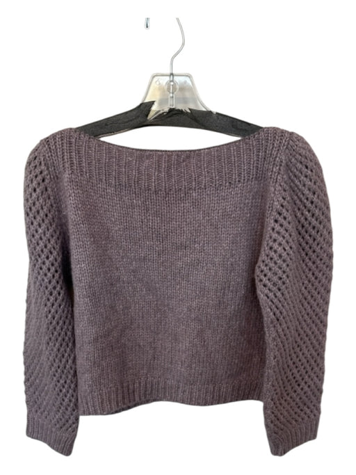 Loveshackfancy Size XS Purple Baby Alpaca Long Balloon Sleeve Perforated Sweater Purple / XS